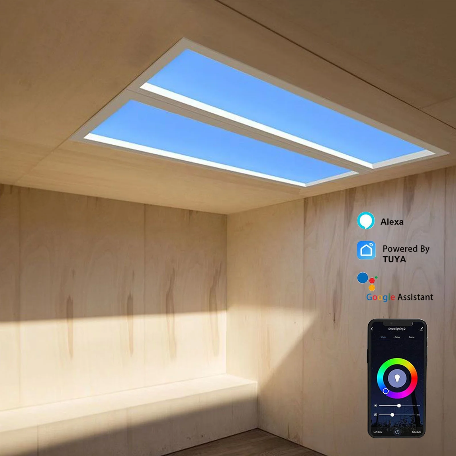 Smart Artificial Virtual Skylight Blue Sky Light Remote Control Recessed Indoor Lighting LED Ceiling Panel Light Home