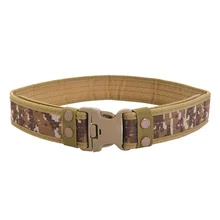 Customized Logo Combat Nylon Buckle Men's Tactical Belt Security Camouflage for Outdoors Camping Hiking Features Logo Security