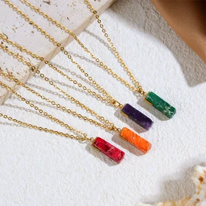 Romantic 18K Gold-Plated Link Chain Necklace Butterfly Pendant Amethyst Geometric Design Claw Setting Stainless Steel Necklace