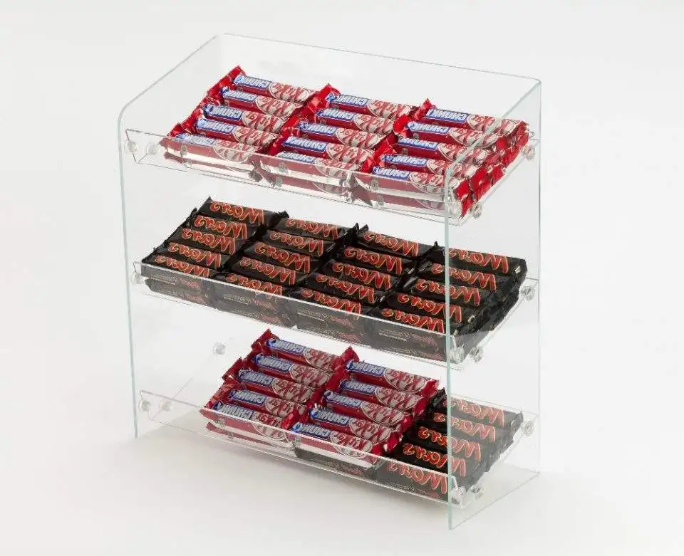 Factory Direct Sale Customized Acrylic Plexiglass Chewing Gum Candy Choclate Display Shelf/Rack for Supermarket/Store