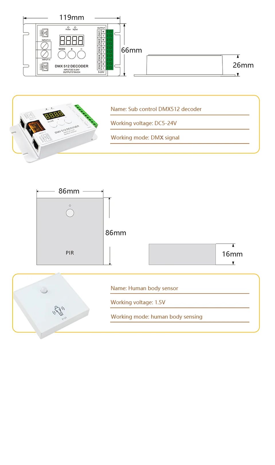 Rubber Shell Staircase Light Controller Led Dmx Spi Motion Sensor Dc1224v Light Automatic Step