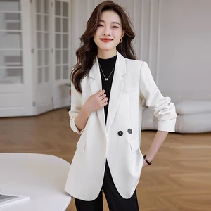 Elegant Formal Button Down Long Sleeves Single Row blazer for Office Ladies Blazers Glasses Stylish Tops