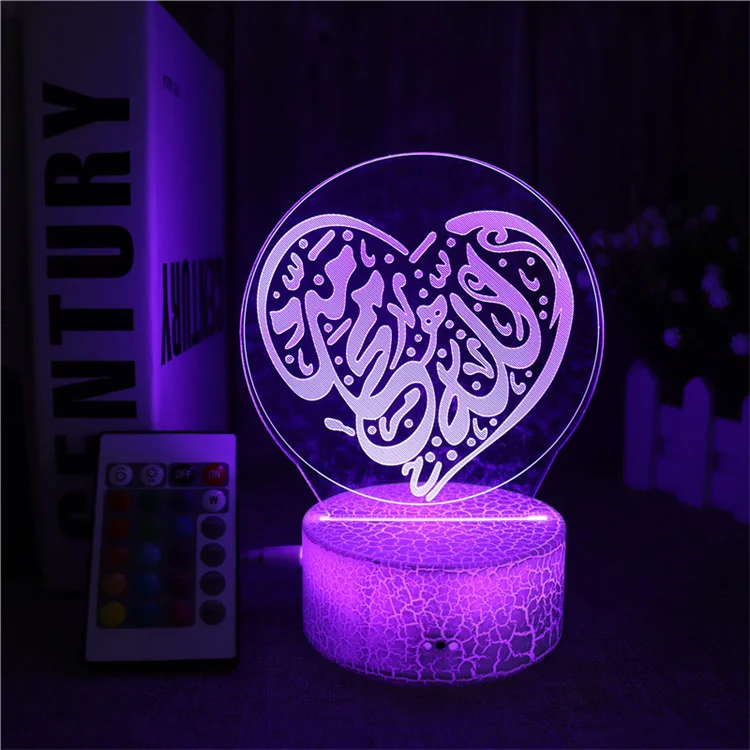 Remote Control Multicolor Ramadan Festival Decoration 3D Acrylic Lights Battery Operated Muslim Decorative LED Light