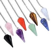 Crystal Pendulums Chakra Reiki Healing Pendants for Divination Dowsing Quartz Pendulum Jewelry for Women Men