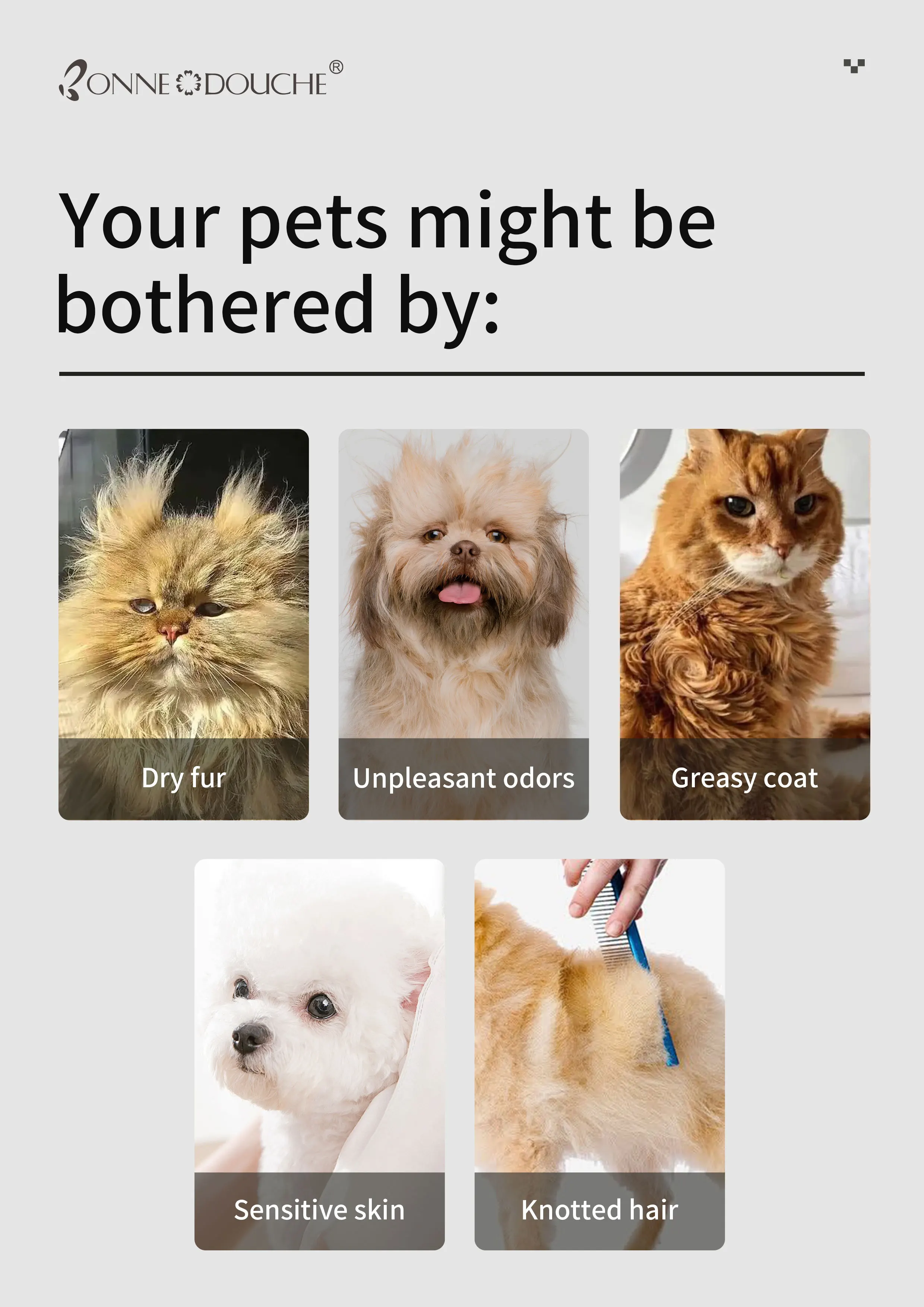 Wholesale Factory Natural Herbal Formula Dematting Dog Conditioner Spray  Fine Wavy Hair Dog Use Remove Knots Spray