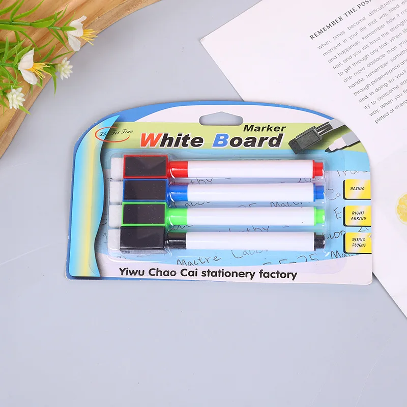 Factory Direct Sales Suction Card Four Brush Pens Color Pencil Whiteboard Marker Erasable Pen Wholesale