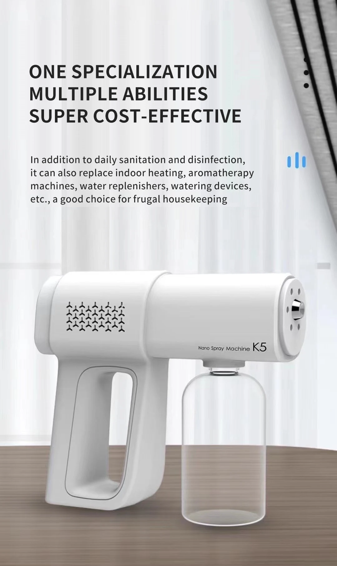Handheld Wireless Rechargeable Atomizer Large Capacity Electric Adjustable Nozzle Air Freshener Sprayer Fogger Machine for Home