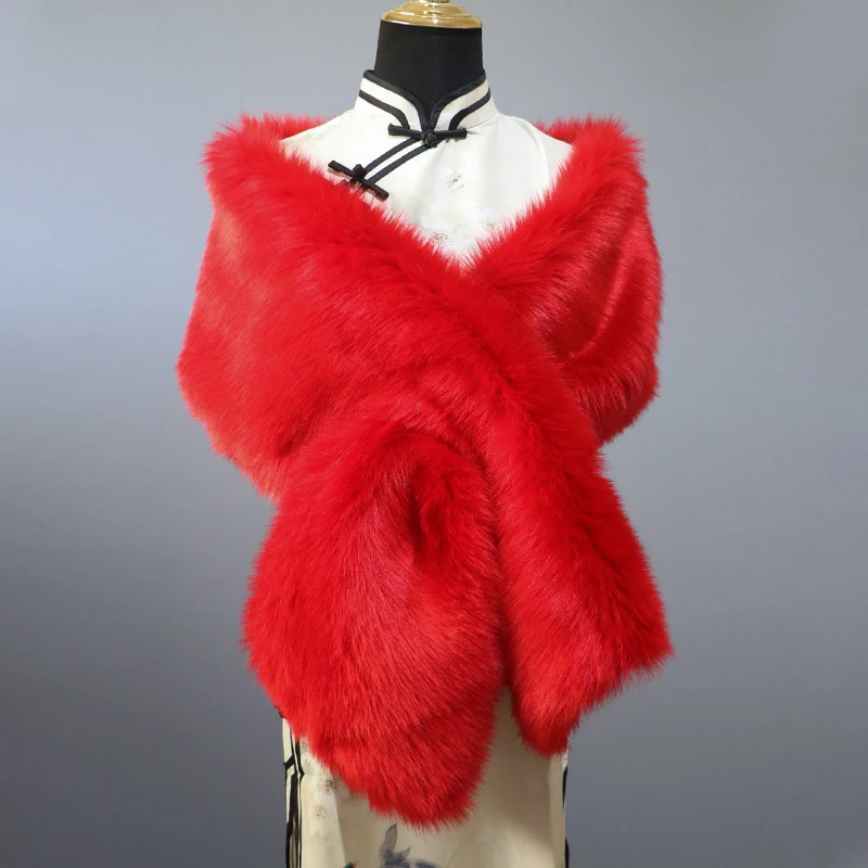 High quality women warm fur for wedding shawl faux fur shawl