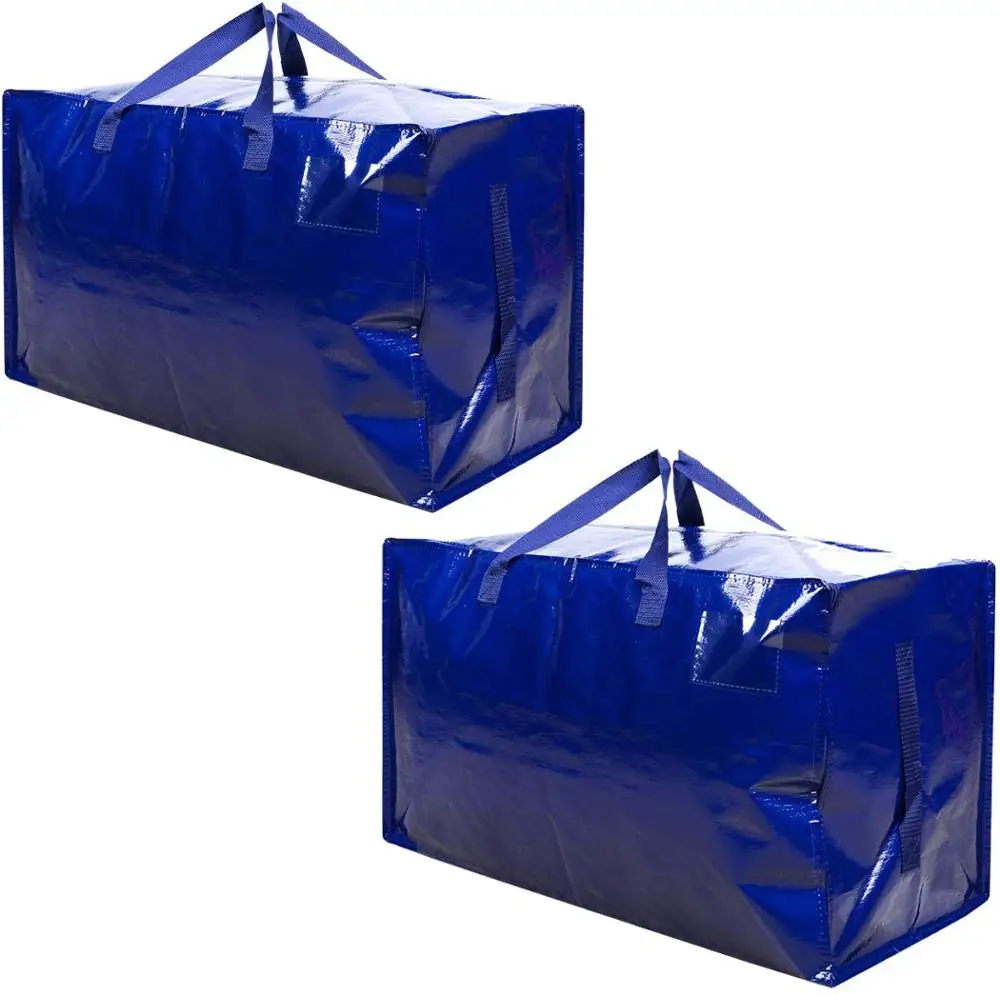 2021 Wholesale Water Proof extra Large Travel Shopping Bag Blue pp Woven Bag with Zipper