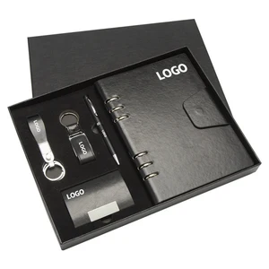 Customizable Luxury PU Leather Notebook Gift Set with Pen Official Business Cooperation for Weddings Promotions Welcome Gifts