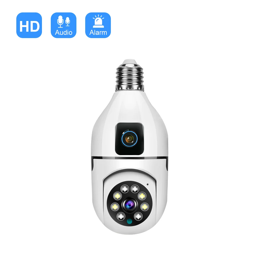 New Dual Wifi Camera Bulb Camera 2mp 4mp Mobile Tracking Full Color Night Vision 360 Light Bulb Camera