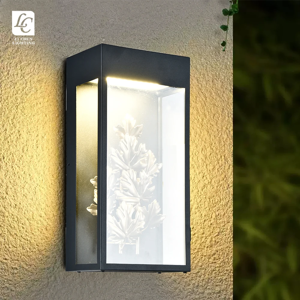 BD55 Garden Outdoor Light Villa Corridor Exterior Wall Atmosphere Decorative Light Garden Landscape Golden Leaf Glass LED Wall Light