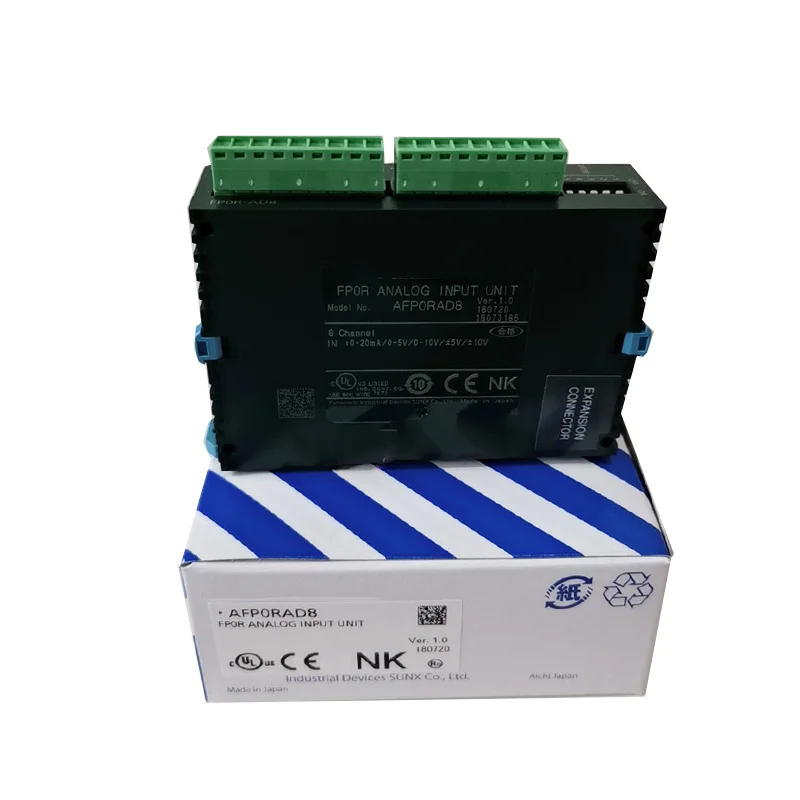 New Original AFP0RAD8 Analog Expansion Module, FP0 Series. Applied to industrial PLC analog signal collection and conversion for automation systems. It supports multi-channel analog input, compact DIN rail mounting
