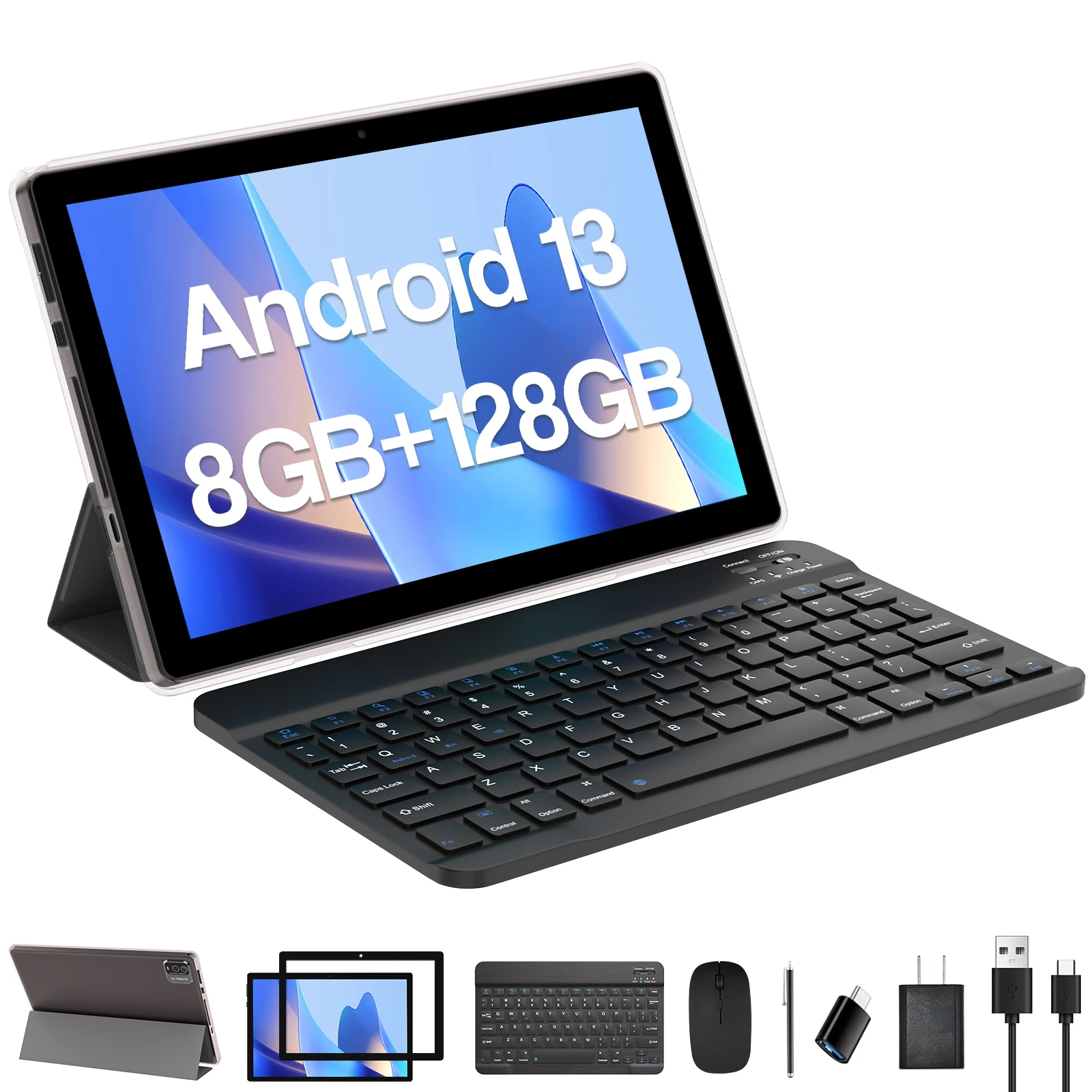 Tablet 10 Pollici Android 13, Octa-Core, 14GB RAM + 128GB ROM, Con Mouse E Tastiera