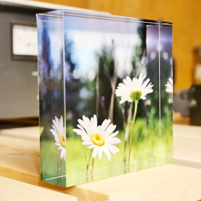 Custom UV Printed Acrylic Logo Brand Block Photo Display Cube Block