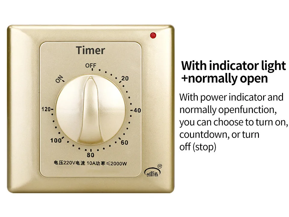 Mechanical Countdown Timer Switch - 220V, 30-Minute, Wall Mount For Pumps, Fans, Heaters