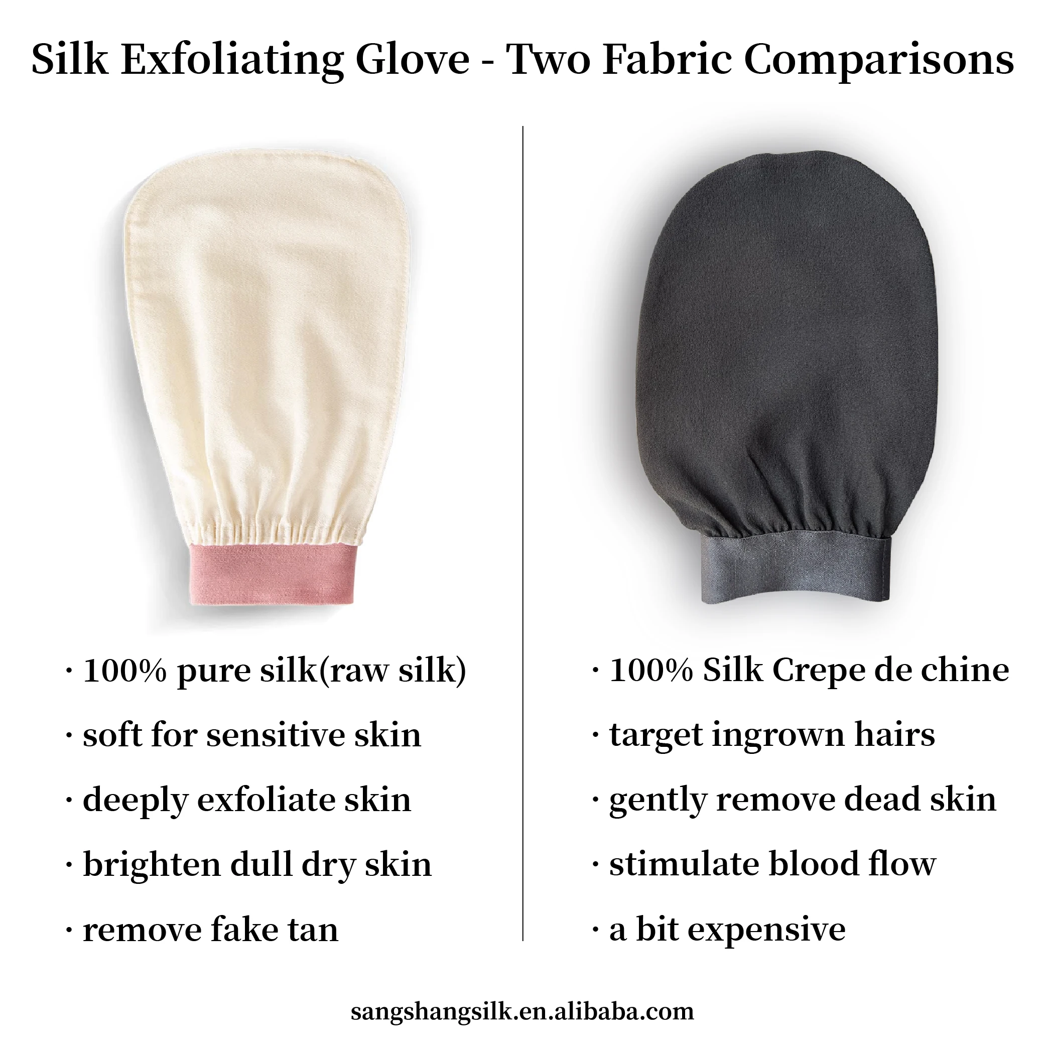 100 Raw Silk Face Mitt Exfoliating Silk Glove Pure Silk Bath Glove For