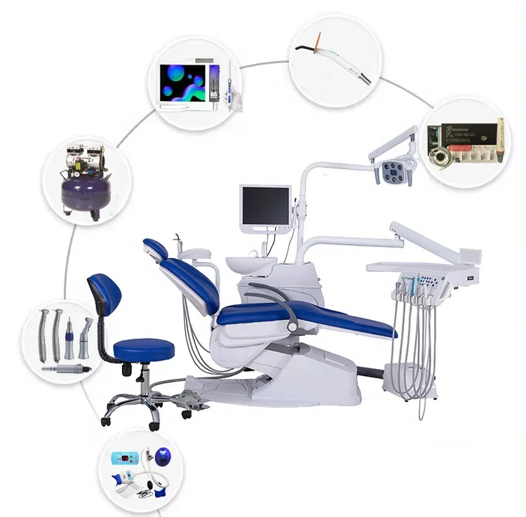 High quality full set dental chair with memory system air compressor oral camera bleaching low price dental clinic equipment