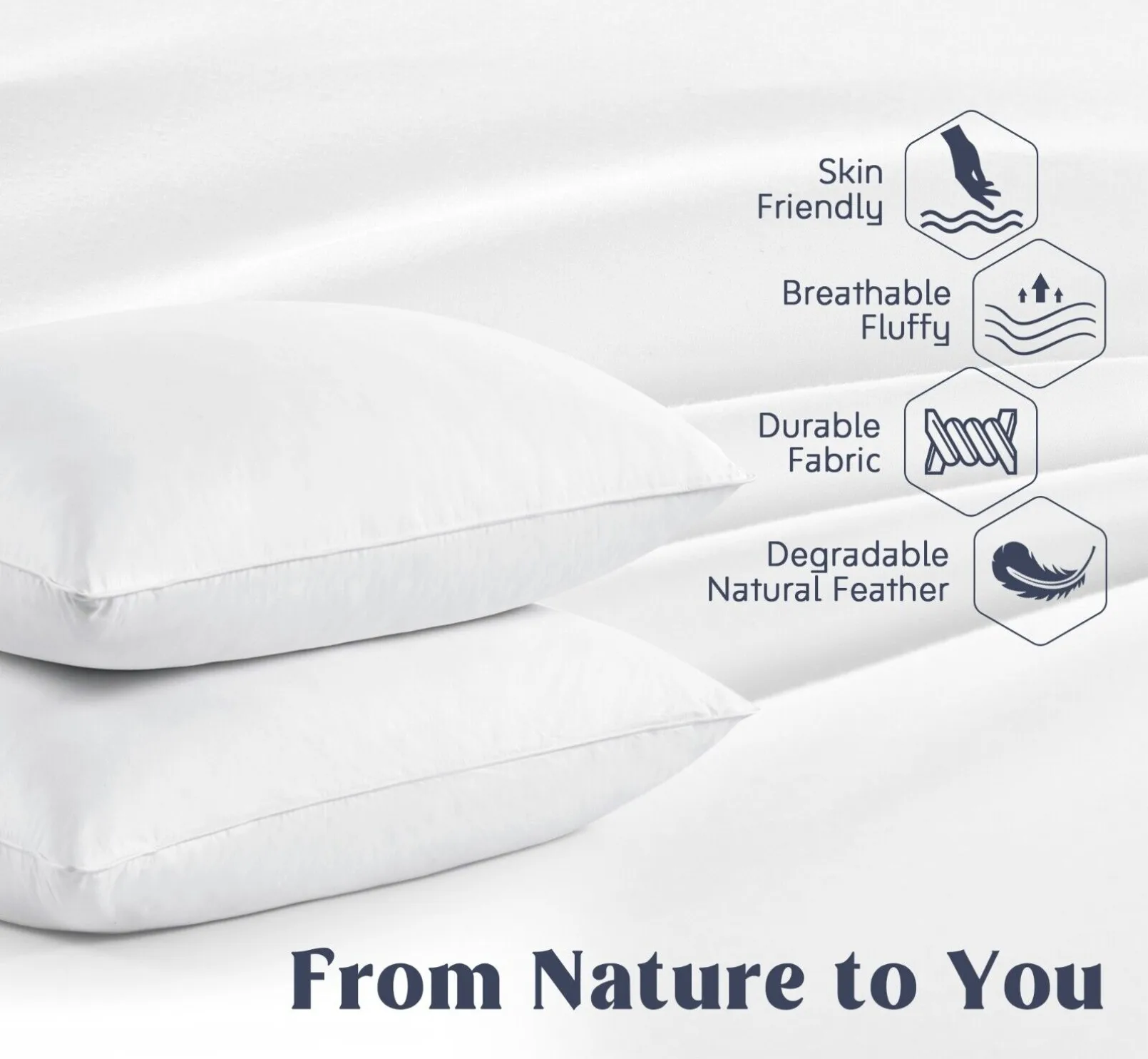 Premium White Goose Down Luxury Pillow Soft and Supportive Continental Bedding Sleeping Pillow Cotton Shell manufacture