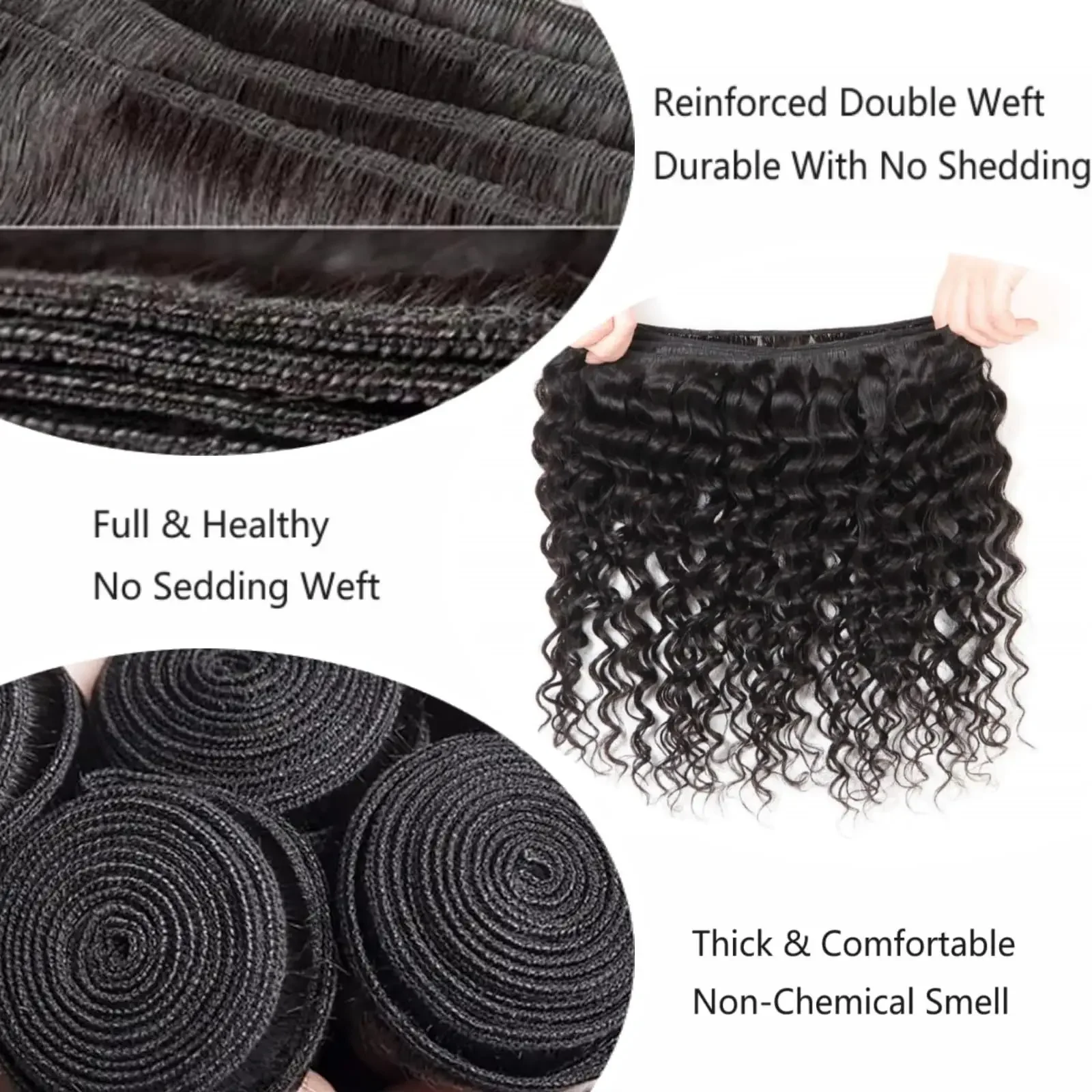 Brasiliano Deep Wave Human Hair Bundles 30 pollici Virgin Wet And Wavy Curly Remy Extensions_voghion.com