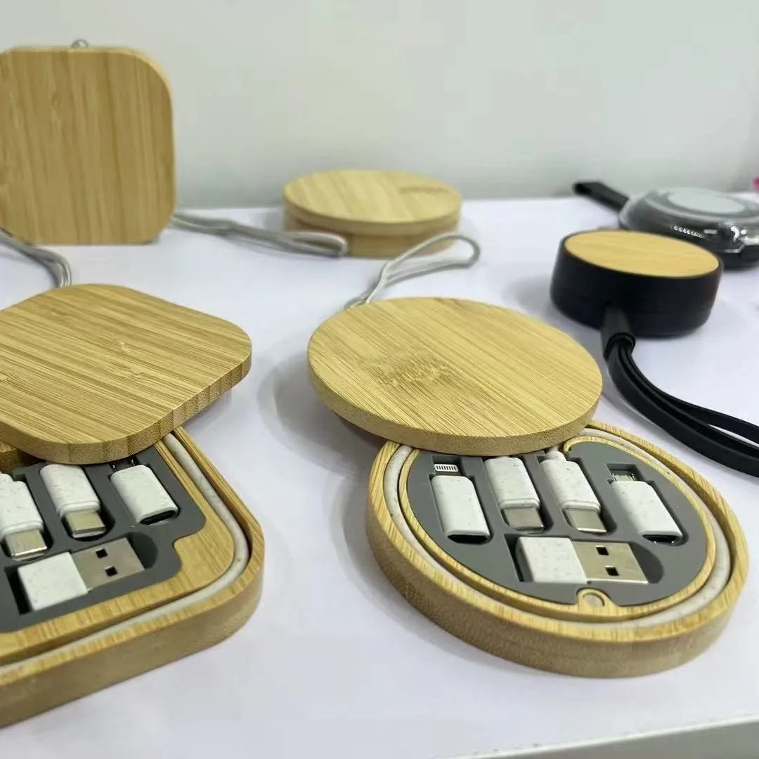 6-in-1 Multifunctional Wooden Phone Charger 3A Fast Charging Data Cable Travel Adapter Kit preview 6
