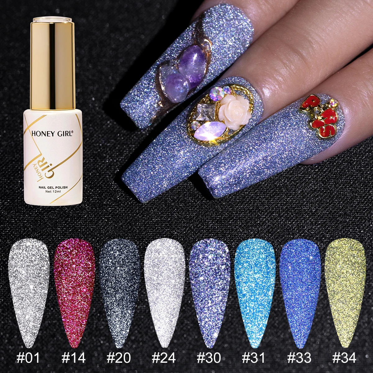 Private Label OEM Nail Supplier High quality Diamond reflective Rhinestone15ml Nail Polish Disco For Nail Art