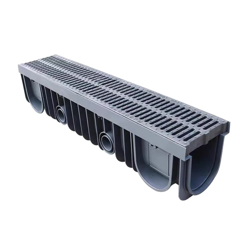 Plastic U-Shaped Drainage Channel with Grate for Landscape Walkway and Garden
