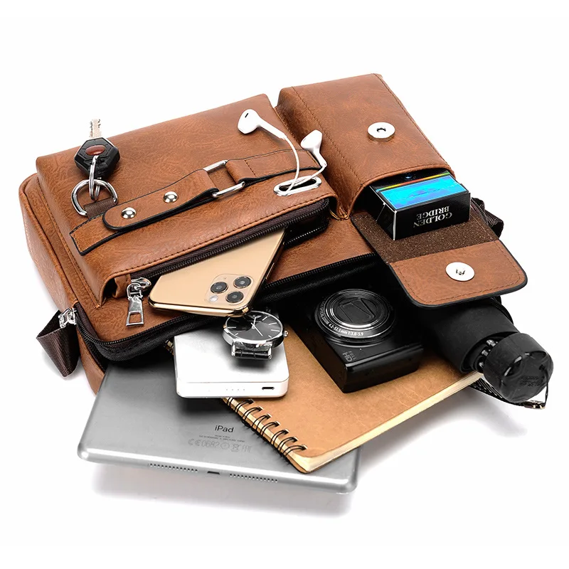 Big Capacity Men's Business PU Leather Messenger Handbag