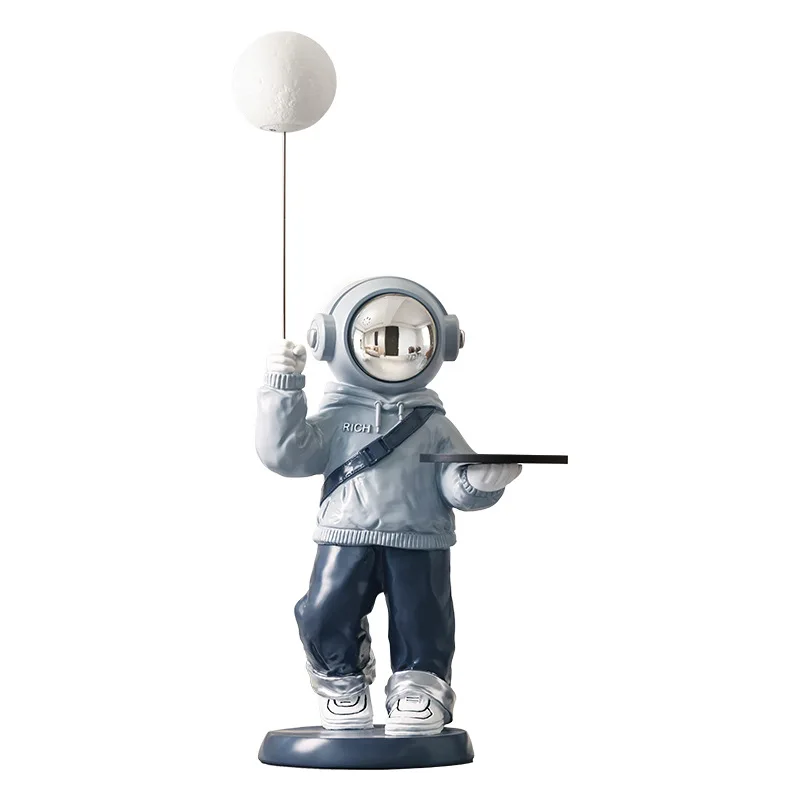 Astronaut Floor Figurine Side Table Moon Lamp Modern Futuristic Home Decor Living Room Creative Functional Ornament