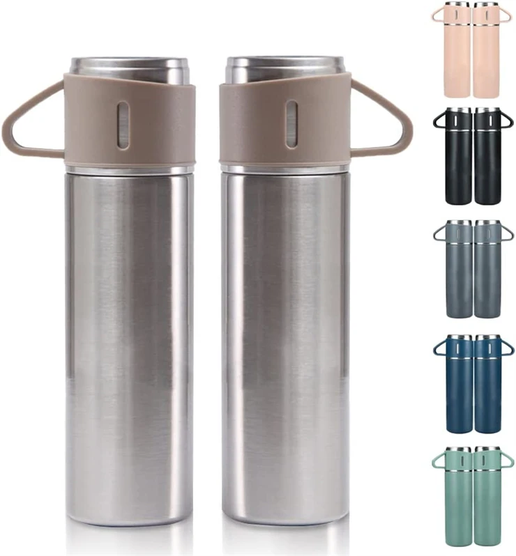 Water Flask Vacuum Insulated Bottle with Cup for Coffee Stainless Steel Thermo Set 500ml