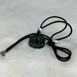 China Nephrite Jade Doughnut Pendant Necklace Natural Dark Green with Spiritual Healing Properties Fashion Accessory