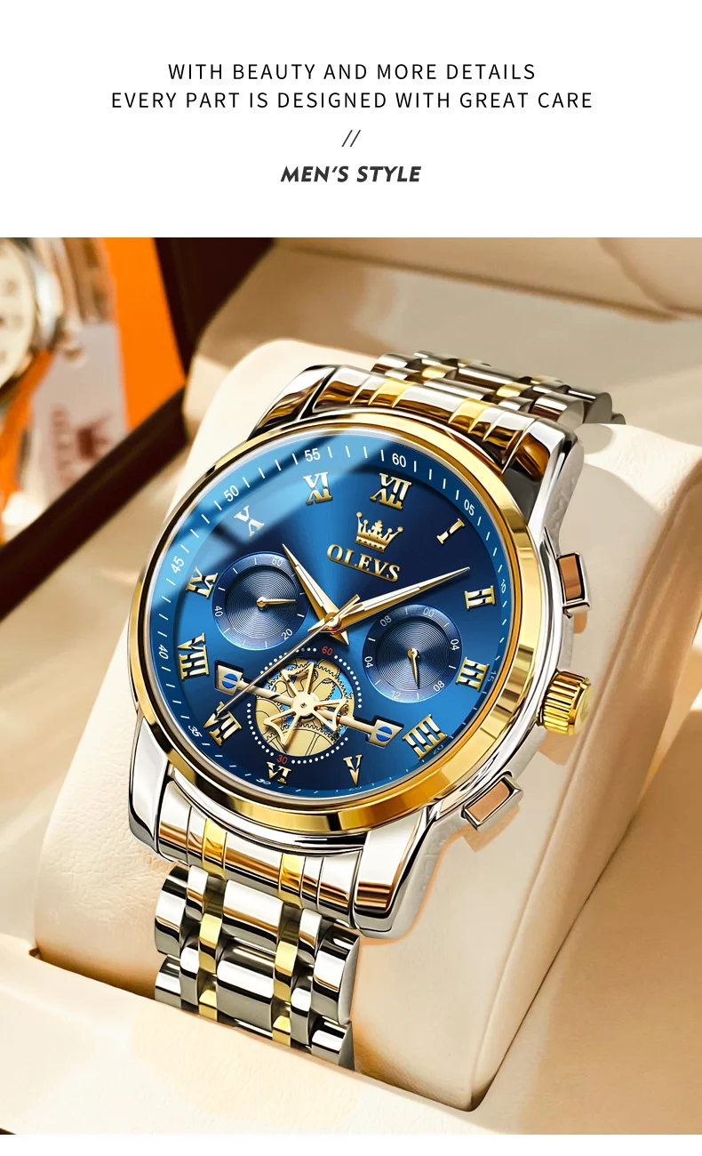 Olevs 2859 Men's Watches Classic Roman Scale Dial Luxury Wrist Watch ...
