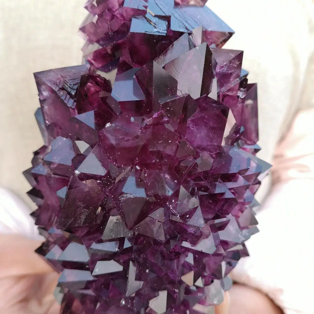 Purple Potassium Alum Octahedral Obelisk Crystal Point Healing 1PC 1200-1400g 