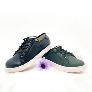 Hot Sale 100% Genuine Leather Sport Sneakers for Kids Lace-up Footwear for Children