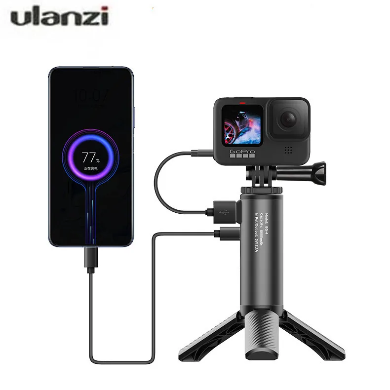 ULANZI BG-3 Battery Handle Grip 10000mAh Power Bank Portable Charger Tripod Monopod for DLSR Action Camera Smartphone Vlogging Time-Lapse Shooting Live Streaming Filmmaking 