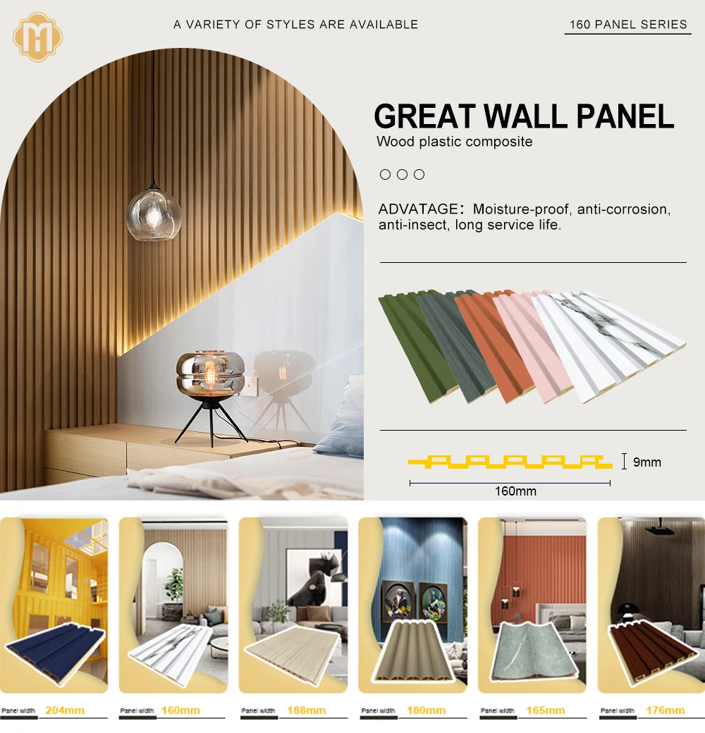 product melinco modern wpc fluted wall panel waterproof fireproof pvc film 30001609mm villa interior decor wood grain-1
