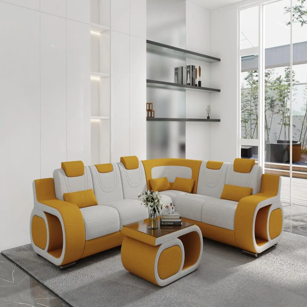 White L Shaped Genuine Leather Corner Couch Modular Leather Sofa - Buy