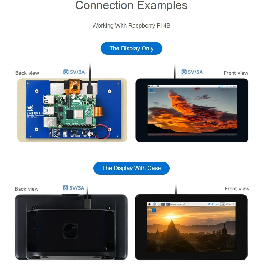 Raspberry Pi 5 Touch Screen 7 Inch Display Screen Dsi 800x480 Raspberry Pi 4b Display Module