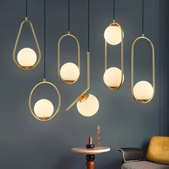 Hot selling personality minimalist nordic light luxury glass ball chandelier dining room bar pendant light