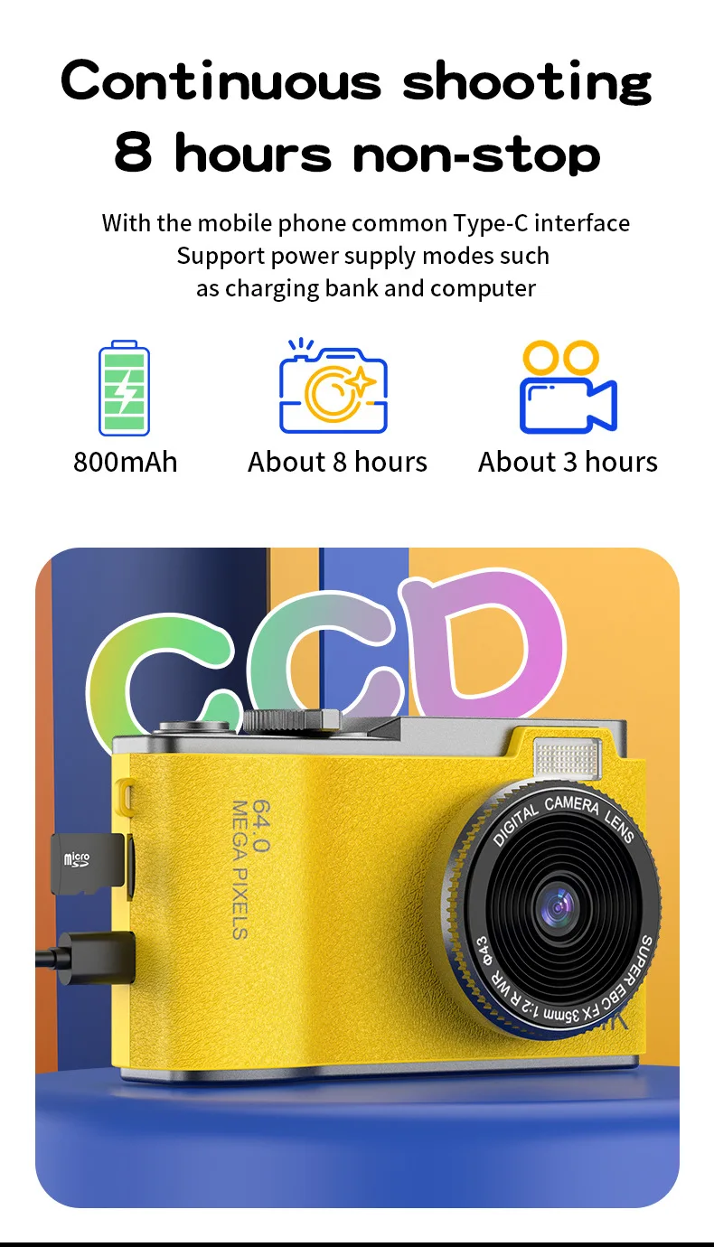 4K Ultra HD Retro Digital Camera with 16X Zoom & Video Recording