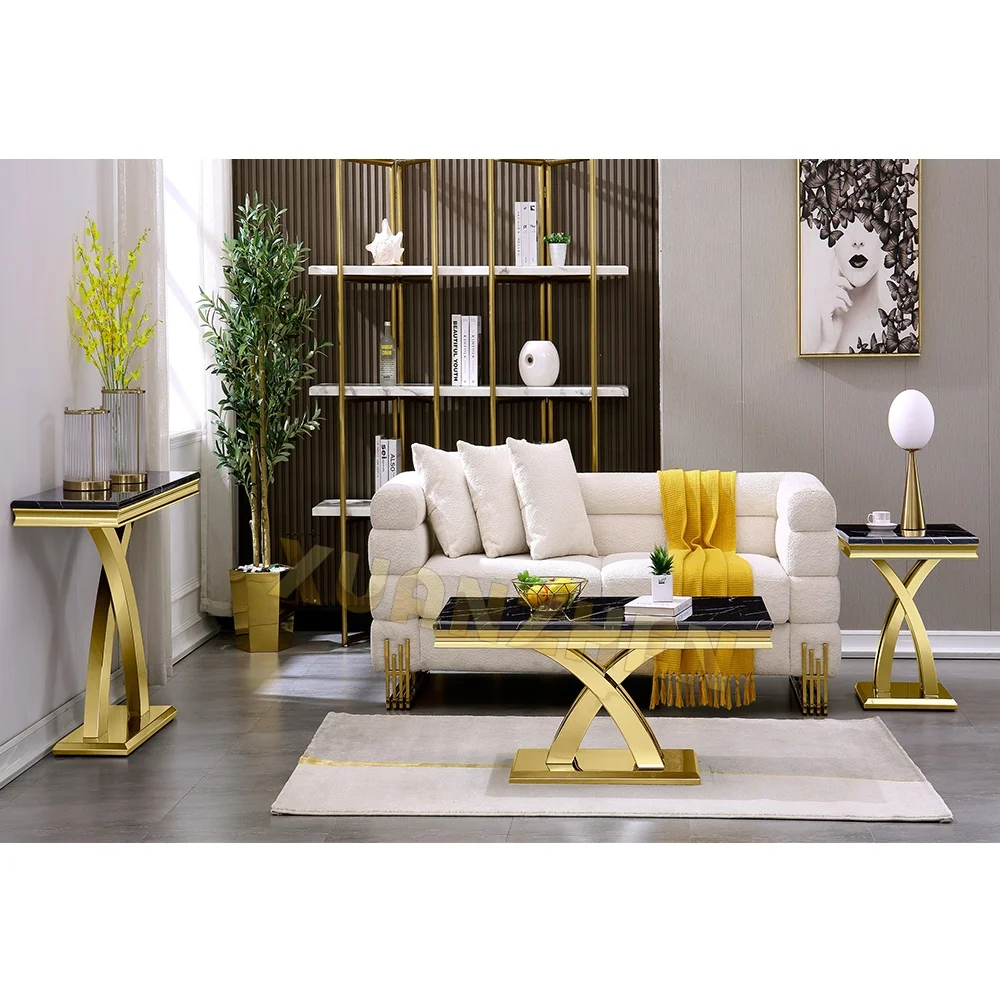 Living Room Furniture Rectangular Smart Tea Center Table Metal Nordic Gold Luxury Modern Marble Coffee Table for Sale