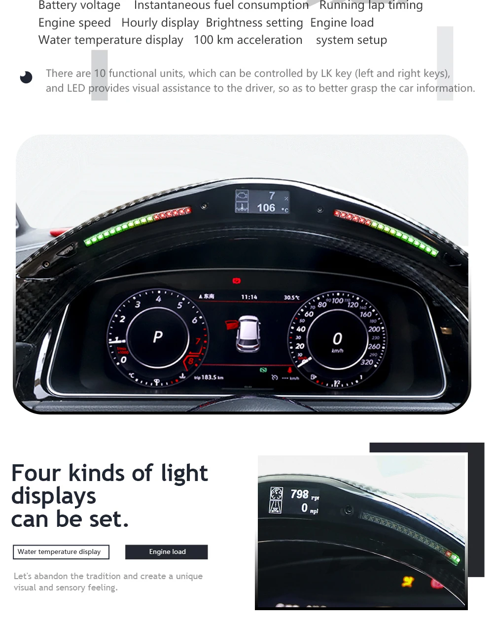 Fit for Audi A3 A4 B9 A5 RS3 RS4 RS5 S3 S4 S5  LED Complete Carbon Fiber Steering Wheel