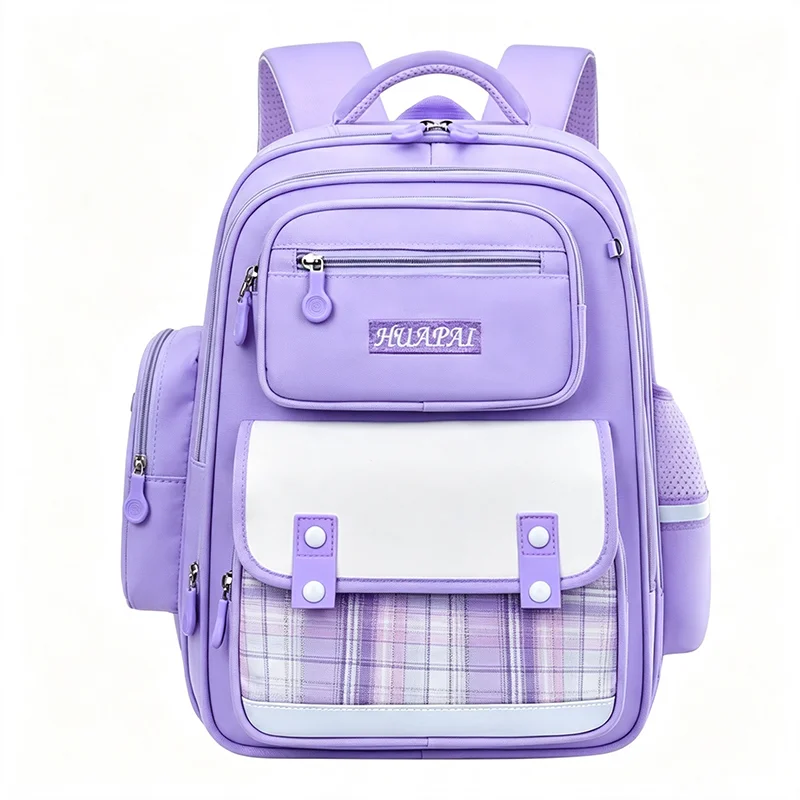 New Fashion Simple Plaid Students 1-6 Grade School Bag to Protect the Spine Load Reduction Backpack Mochila Escolar
