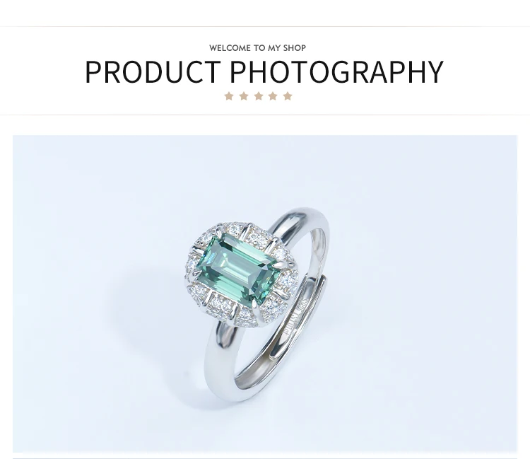 customized white gold plated 925 sterling silver gra moissanite luxury designer engagement wedding green diamond mossanite rings