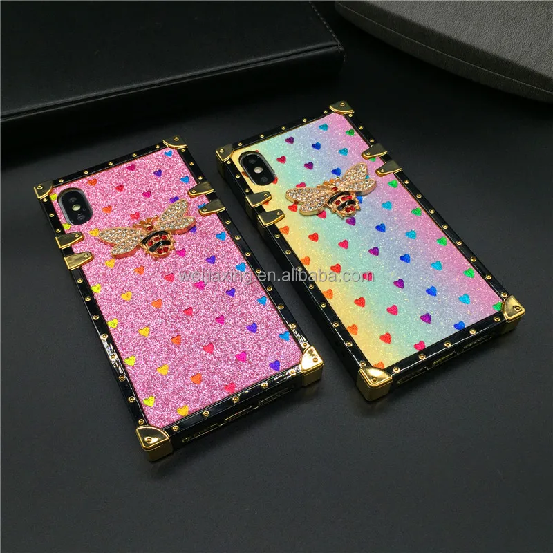 Luxury Square Geometric Leather Phone Case For iPhone 13 12 11 Pro 7 8Plus  XR Xs Max Vintage Lattice Cover For samsung S20FE S21