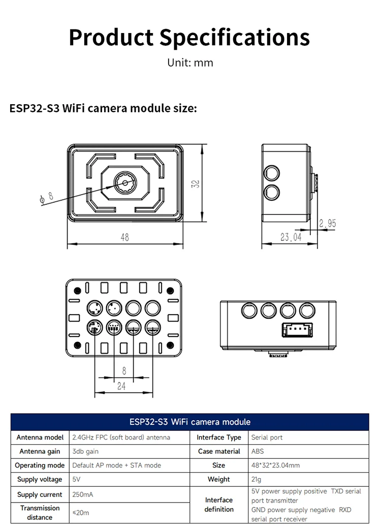 Esb 32 Camera Module ESP32 Camera Module - Real-Time 2MP Vision for Robots