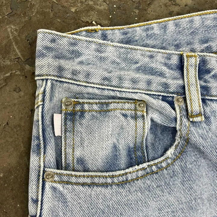Salati Custom Hip Hop Plus Size Wash Vintage Loose Distressed Baggy Straight Leg Boot Cut Men's Flared Denim Pants gallery 3