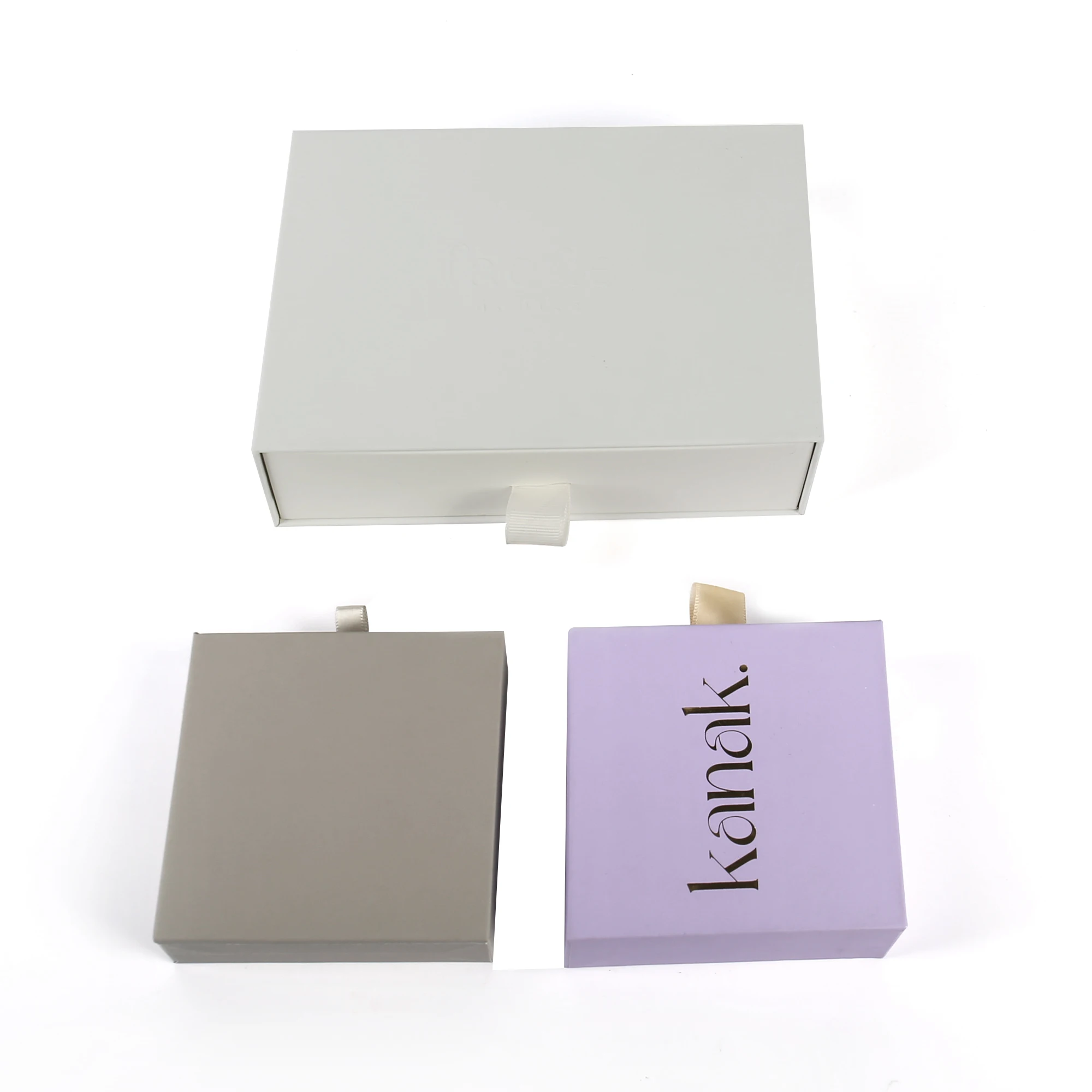 Custom Logo Drawer Box with Velvet Bag Texture Paper Cardboard Jewellery Packaging Set with Varnishing for Perfume Gifts