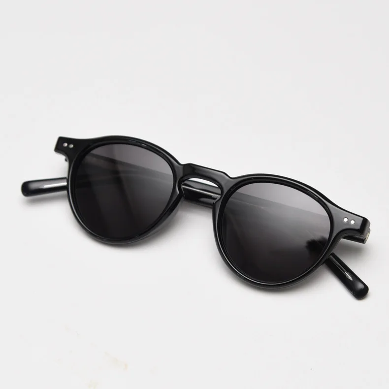 High Quality Trendy Accessories Shadde Handmade Round CP Frame Female Men Polarized Rivet Frame Sunglasses Unisex Dafas De Sol