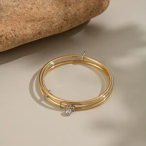 MW Women's Personalized Multi-Layer 18K Gold-Plated Stainless Steel Two-Tone Zircon-Inlaid Bracelet